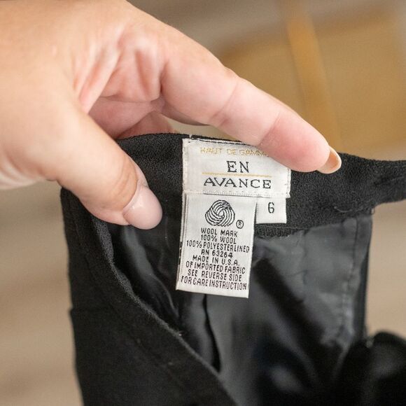 En Avance Vintage 100% Wool Black Skirt size 6 - Picture 2 of 4